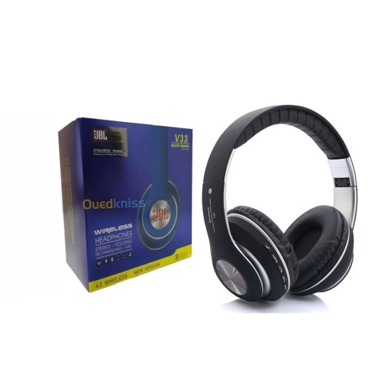WIRELESS BLUETOOTH HEADPHONE V33 TF CARD/FM RADIO BLACK WIRELESS BLUETOOTH HEADPHONE V33 TF CARD/FM RADIO BLACK